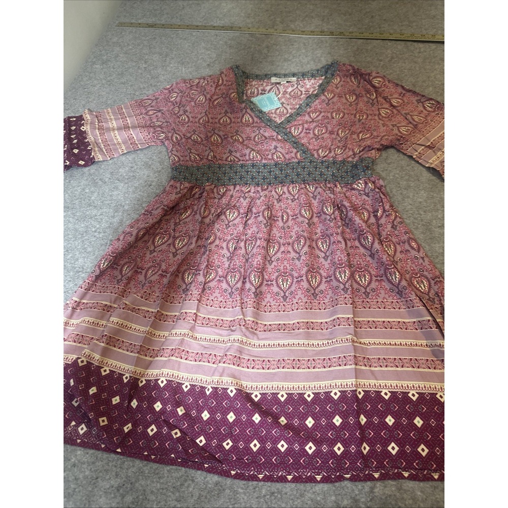 Hayden Los Angeles Top Womens Medium Purple‎ Paisley Flowy Boho Peasant Blouse